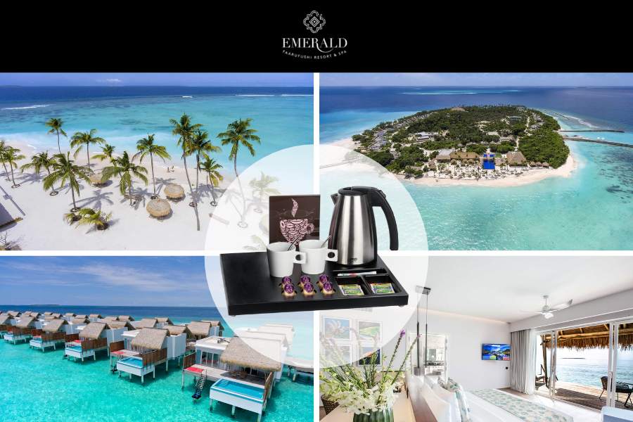 Large hospitality tray in black colour from B-TRAY at Emerald Maldives