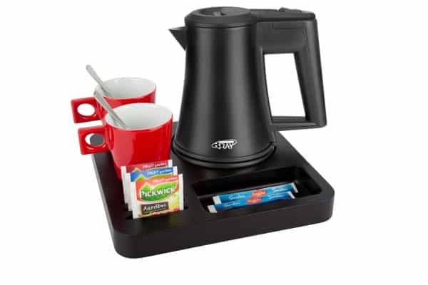 Hospitality tray ultra compact for hotel room