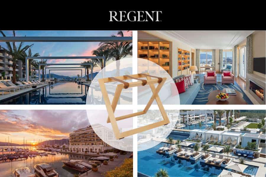 Luggage rack of natural beech wood at Regent Pool Club Montenegro