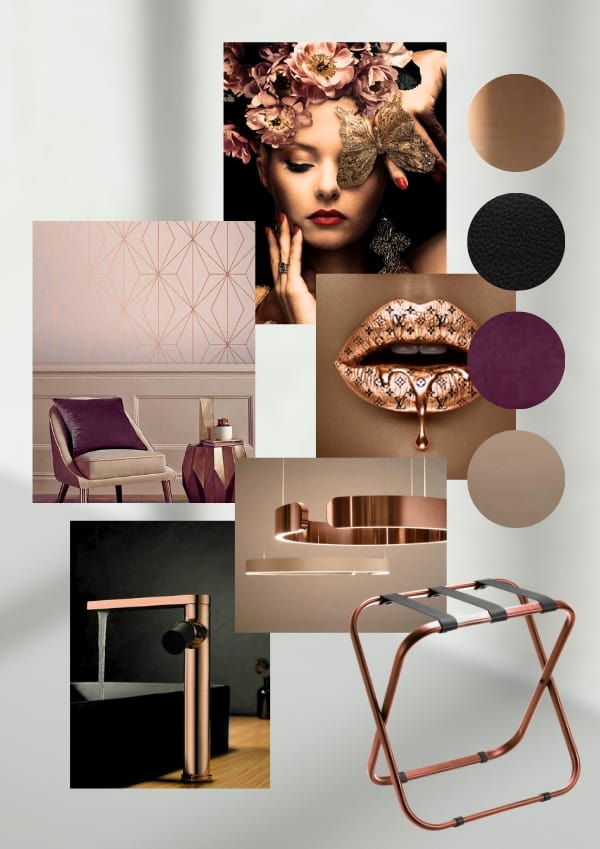 Moodboard hotel room interior