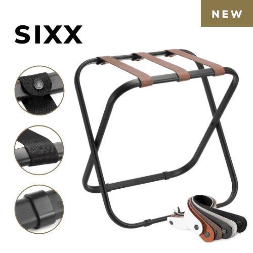New luggage rack for hotels made of matt-black steel