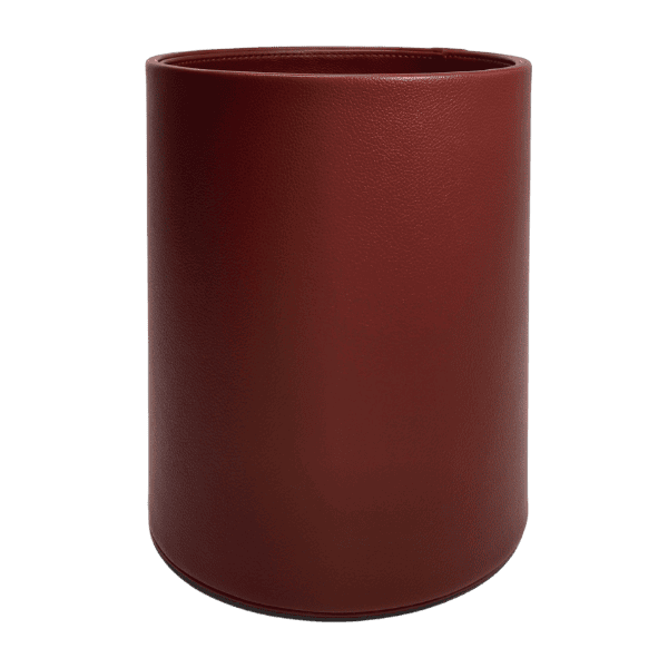 Red leather waste bin for in the hotel room