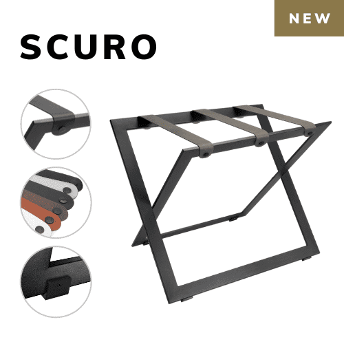 Steel luggage rack in black colour with genuine leather straps