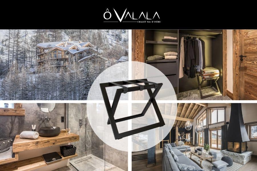 Compact suitcase rack with three straps at Chalet Val d'Isere